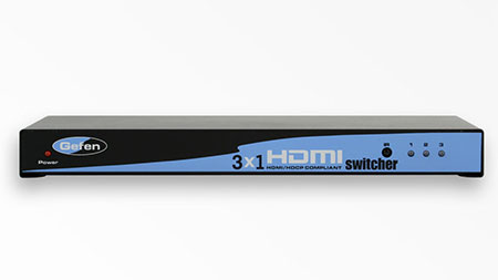 Gefen EXT-HDMI-341-BLK 3x1 HDMI Switcher, Black