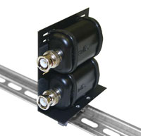 Intelix AVO-CLIP-F Balun Mounting Clip, shown with two optional baluns