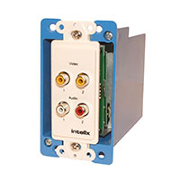 Intelix AVO-V2A2-WP-F Y/C or Dual Composite Video and Stereo Audio Wallplate Balun w/RJ45 termination, right view