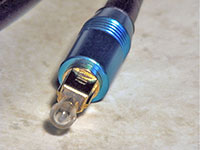 Cable Solutions TOS-Series TOSLink Optical Digital Audio Cable, connector extreme closeup