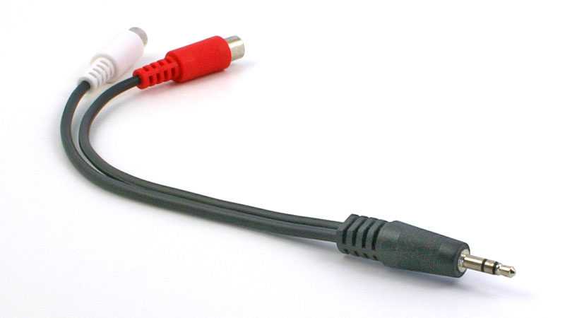 3.5mm 1/8" Stereo Male Plug to 2 RCA female Audio Adaptor 