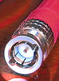 Canare "True 75 Ohm" BNC connector, extreme close-up