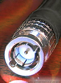 Canare's impedance-matched BNC connector closeup