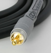 Cable Solutions "Signature Series 77" Subwoofer Interconnect Cable, RCA connector close-up