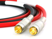 Pro Series Low-Microphonic Stereo Interconnect Cables, F-09 connectors close-up