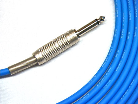 Canare GS-6 Guitar and Instrument Cable, shown here with blue jacket and  Canare F-15 TS Phone Plug