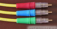 Canare L-4CFB Component Video Cable Set, closeup of terminations