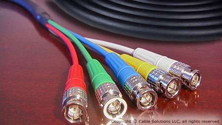 Canare V5-3C RGBHV Jacketed Video Cable -"Pro Series" Precision 5-Channel cable with your choice of 
						RCA or BNC connectors