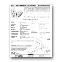 Intelix AVO-V1A2-WP110 Composite Video / Stereo Audio Wallplate Balun w/ 110 Termination, Tech Specs - click to download PDF