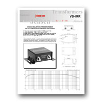 Jensen Transformers VB-1RR  ISO-MAX Baseband-Composite Video Isolator with RCA Connectors, Datasheet