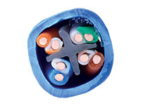 Liberty AV 24-4P-L6-EN Category 6 U/1Unshielded Cable, end view, Blue jacket