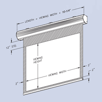 Vutec Lectric I Motorized Projection Screen, dimensional detail drawing